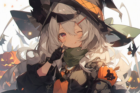 かわいいハロウィーンの魔女の漫画