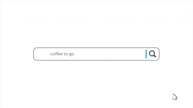 Coffee To Go in search animation. Internet browser searching