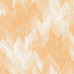 Ethnic fabric seamless pattern. Freehand zigzag stripes print. Boho chic design background. Tribal wallpaper. Brush wavy lines. Hand drawn geometric ornament. Chevron backdrop. Indigenous Vector art