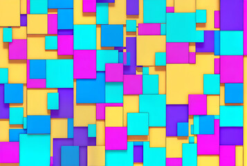 Geometric panels in mosaic multiple colors 3D.