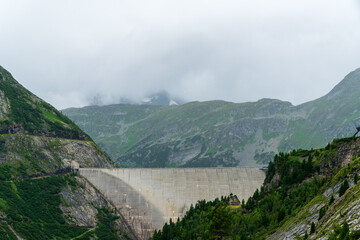 K?lnbreinsperre, Austria - August 02 2021: View of K?lnbrein-Staumauer the tallest dam in Austria...