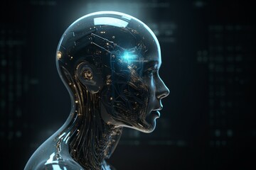 Robot learning head machine. Generate Ai