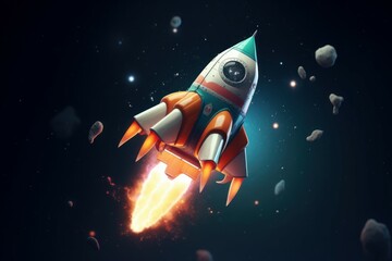 Obraz na płótnie Canvas Rocket ship startup flame. Generate Ai