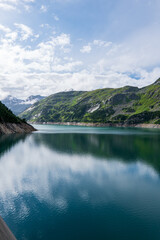 K?lnbreinsperre, Austria - August 02 2021: View of K?lnbrein-Staumauer the tallest dam in Austria...