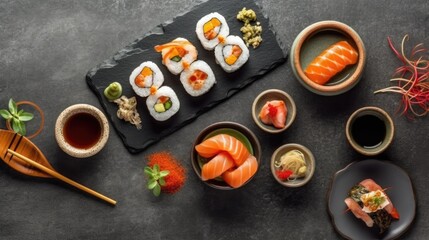 sushi and chopsticks, ai generative