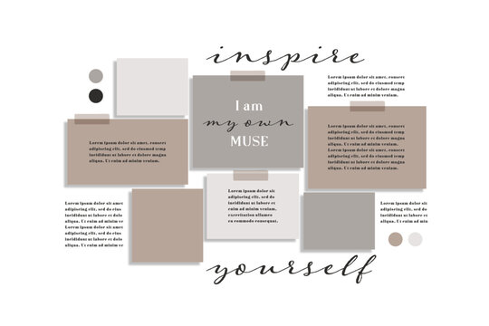Vector photo collage template moodboard pictures grids vector illustration