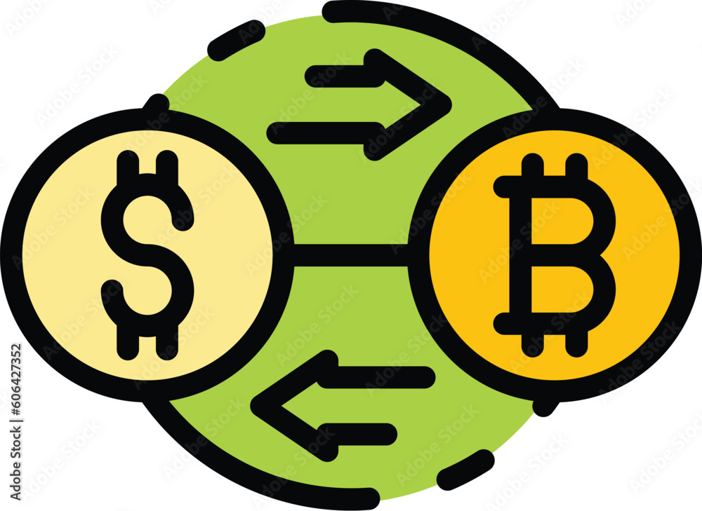 Poster exchange bitcoin icon. outline exchange bitcoin vector icon for web design isolated on white backgro