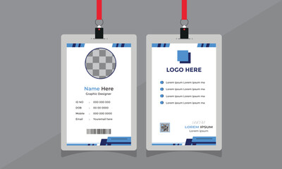 Modern ID Card Fully Editable Source Files Professional Design Sky & Royal Blue Color Template