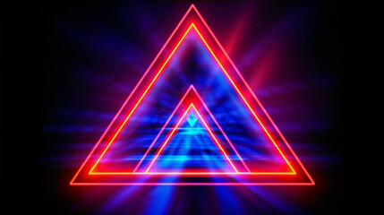 Geometric Triangular Figure In A Neon