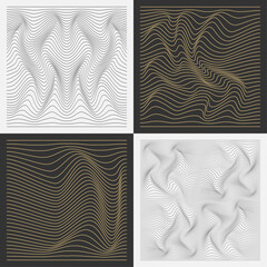 Set. Abstract relief background with optical illusion of distortion. Vector.