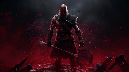 Fototapeta premium Viking Warrior, Generative AI, Illustration