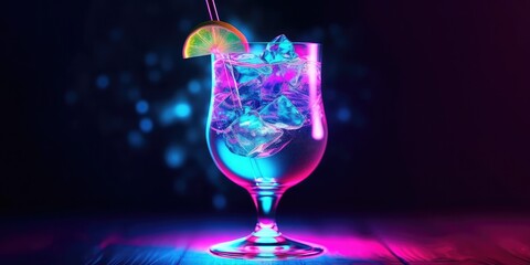 neon tone cocktail with generative ai