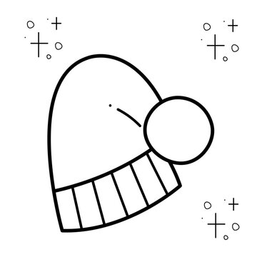 black and white winter hat with pom clip art preview