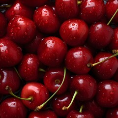 wet cherries close-up