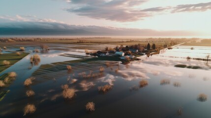 Floods in agricultural fields. Generative AI