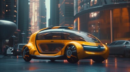 Futuristic Yellow taxi. Generative AI