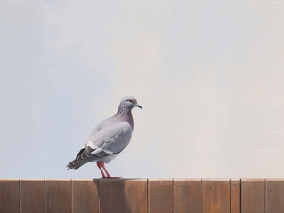 A Minimalist Oil Painting of a Pigeon in Nature | Generative AI