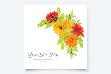beautiful floral wedding invitation card with colorful design