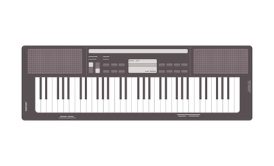 Synthesizer illustration on white background. Electronic keyboard music instrument. Digital piano. 