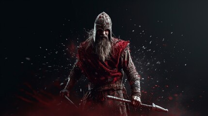 Fototapeta premium Viking Warrior, Generative AI, Illustration