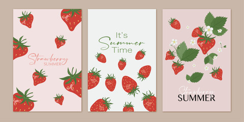  Set posters with a  fruits-theme. The upright Set is great for social media posts, cards, brochures, flyers, and advertising poster templates. Vector illustration.