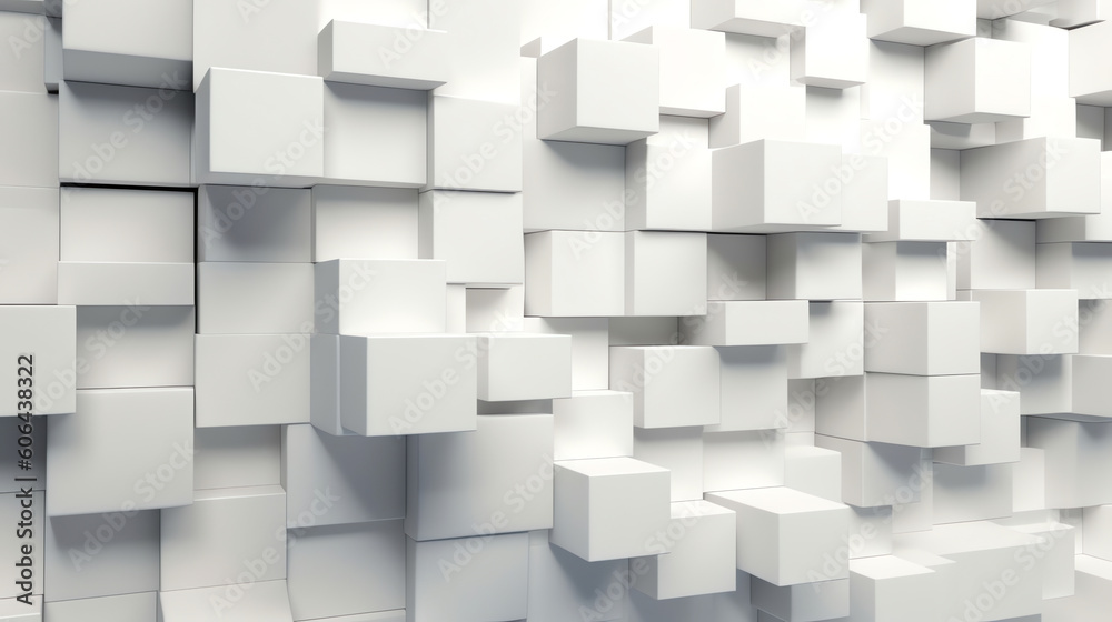 Fototapete ai generated: abstract modern square background. white and grey geometric pattern texture. vector ar
