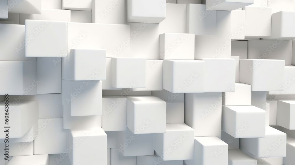 Fototapete ai generated: abstract modern square background. white and grey geometric pattern texture. vector ar