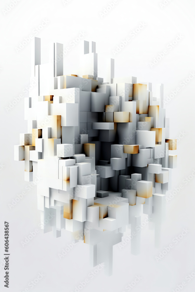 Leinwandbilder ai generated: abstract modern square background. white and grey geometric pattern texture. vector ar