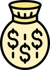 Laundry money full bag icon. Outline Laundry money full bag vector icon for web design isolated on white background color flat