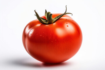 Red fresh tomato isolated on white background. Generative AI illustration.