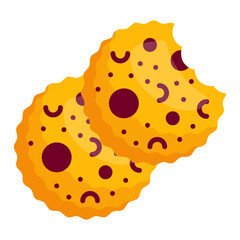 Homemade Choc Chip cookies concept, Crispy Chocolate flavored Biscuits vector color icon design, Bakery and Baked Goods symbol, Culinary and Kitchen  sign, Recipe development stock illustration