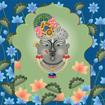 Shrinathji or Lord Krishna as Pichwai folk painting	