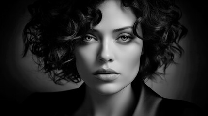 Fototapeta premium Very Pretty Woman Portrait in extreme LowKey Style Digital Art Generative AI KI Cover Magazin Bachground