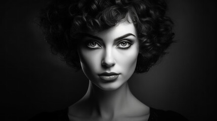 Fototapeta premium Very Pretty Woman Portrait in extreme LowKey Style Digital Art Generative AI KI Cover Magazin Bachground