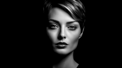Fototapeta premium Very Pretty Woman Portrait in extreme LowKey Style Digital Art Generative AI KI Cover Magazin Bachground