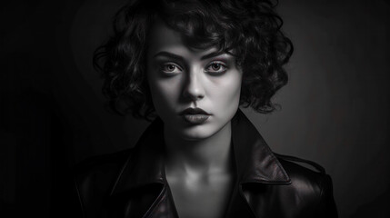 Very Pretty Woman Portrait in extreme LowKey Style Digital Art Generative AI KI Cover Magazin Bachground