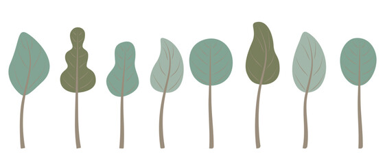 Figures of trees. Green trees. Vector