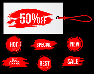set of red sale tags