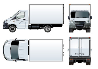Cargo truck template isolated on transparebcy background PNG format