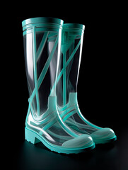 Neon green transparent rain boots