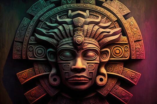 Ancient Mayan Face Statue