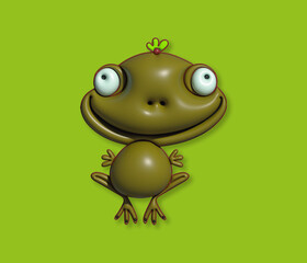 Frosch auf grünem Hintergrund.