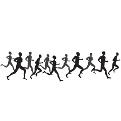 running people set of silhouettes, sport and activity background vector