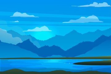 lake and mountain landscape