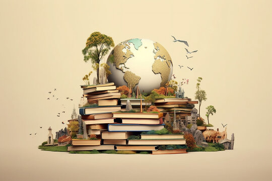 A world created and made up of books. Generative AI	