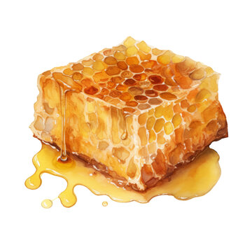 Honeycomb watercolor clipart. Generative AI illustration	