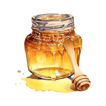 recommend clip art: Honey jar watercolor clipart. Generative AI illustration	
