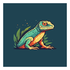lizard mascot logo for reptile captivity.  flat color