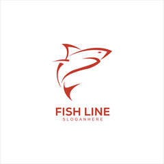 fish line art design logo