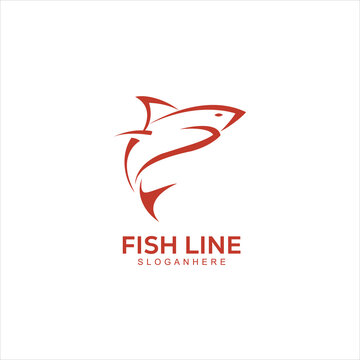 fish line art design logo